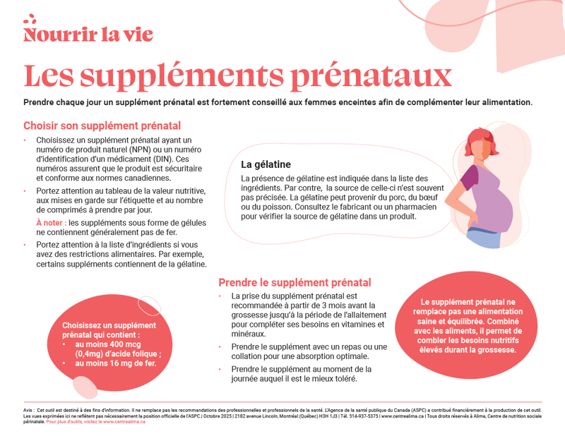 Les suppléments prénataux retrouvés sur le marché
