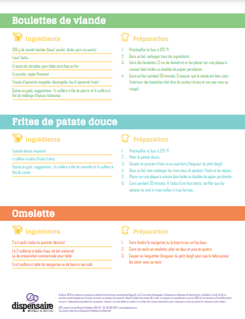 Recipes for baby's first foods