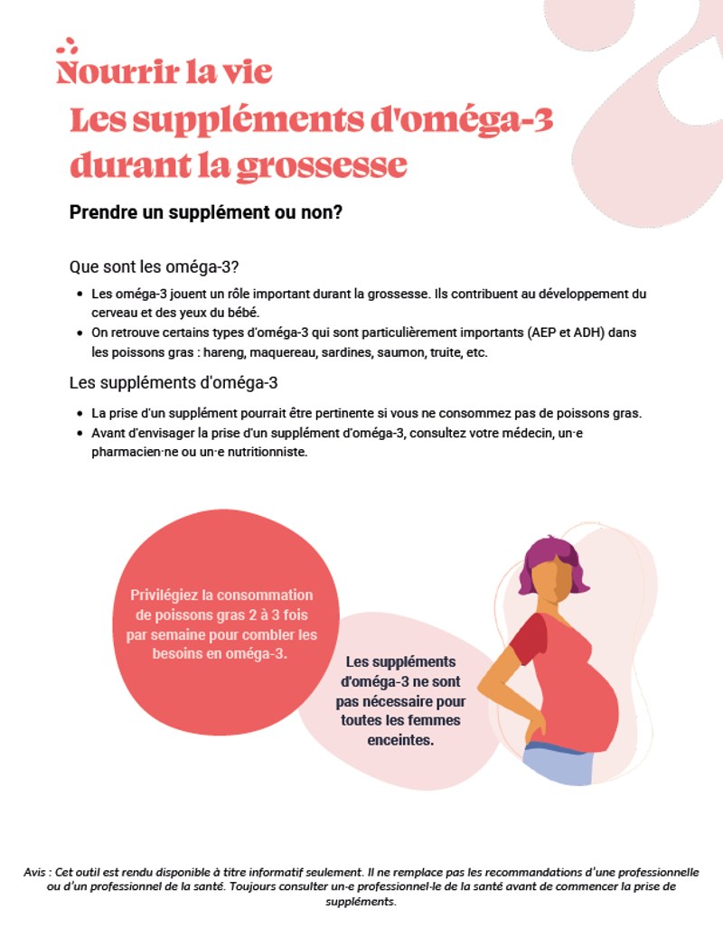 Les suppléments d'oméga-3 durant la grossesse