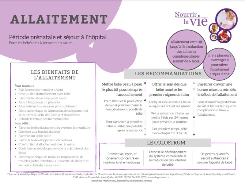 L'allaitement dans les premiers jours de vie
